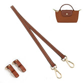 KOMHPS Purse Straps Replacement, Leather Handbag Crossbody Shoulder Strap for Mini Longchamp Bag Women(Brown Gold)